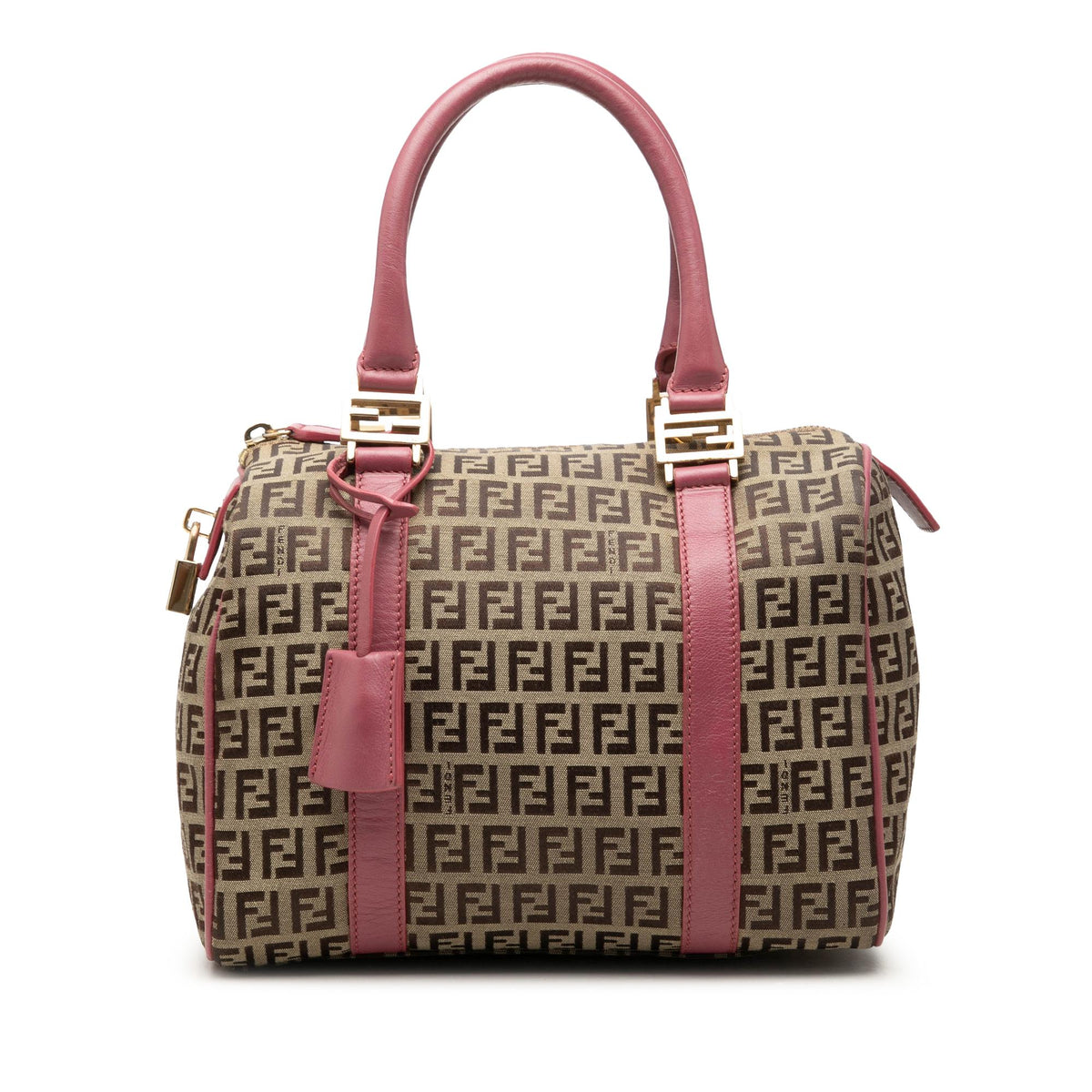 Fendi Zucchino Canvas Boston Bag - Beige