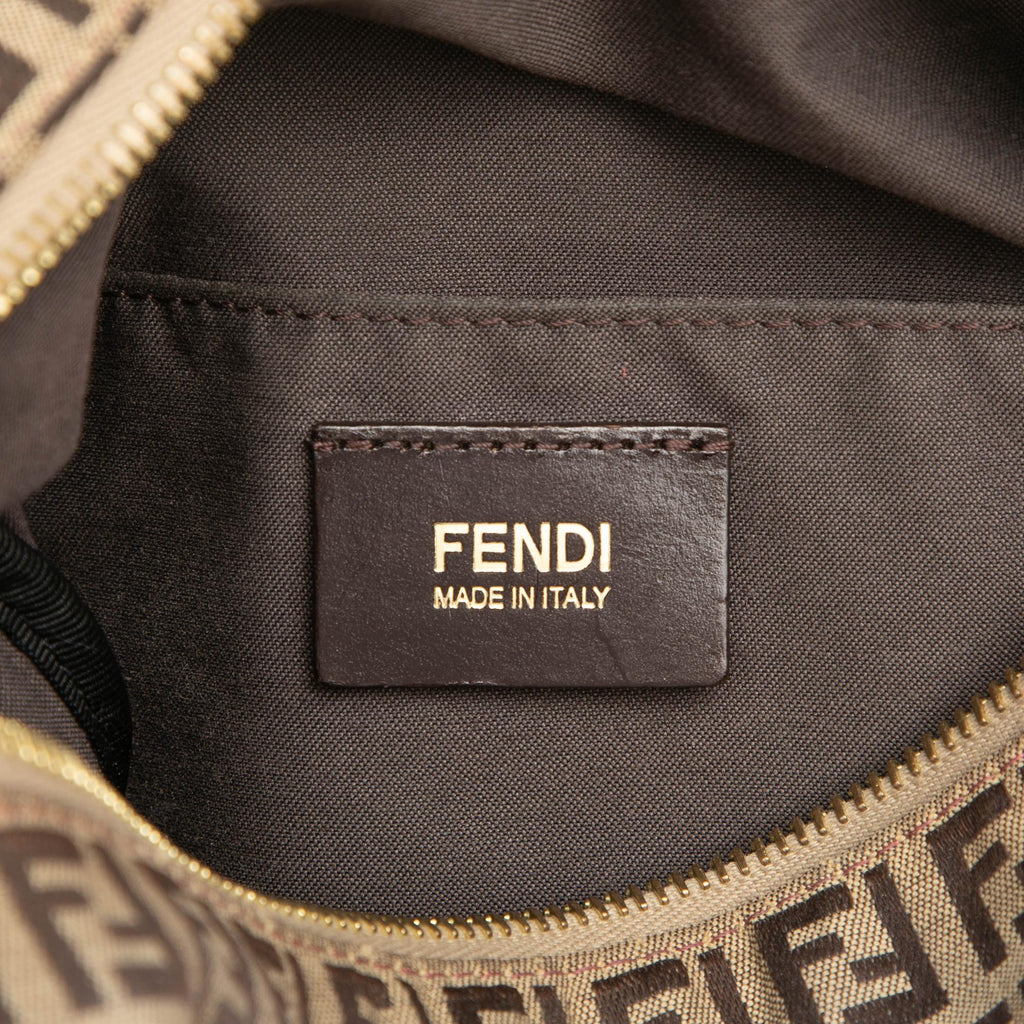 Fendi Zucchino Canvas Boston Bag - Beige