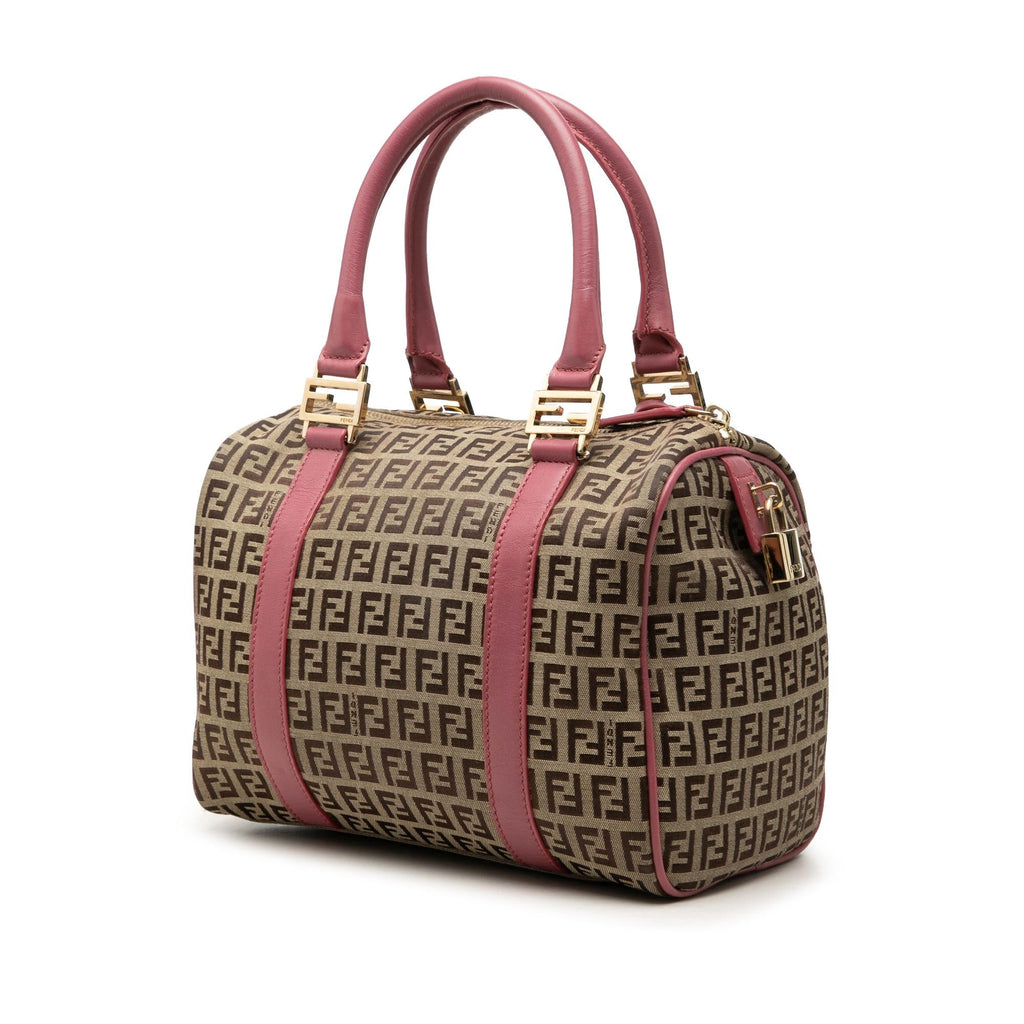 Fendi Zucchino Canvas Boston Bag - Beige