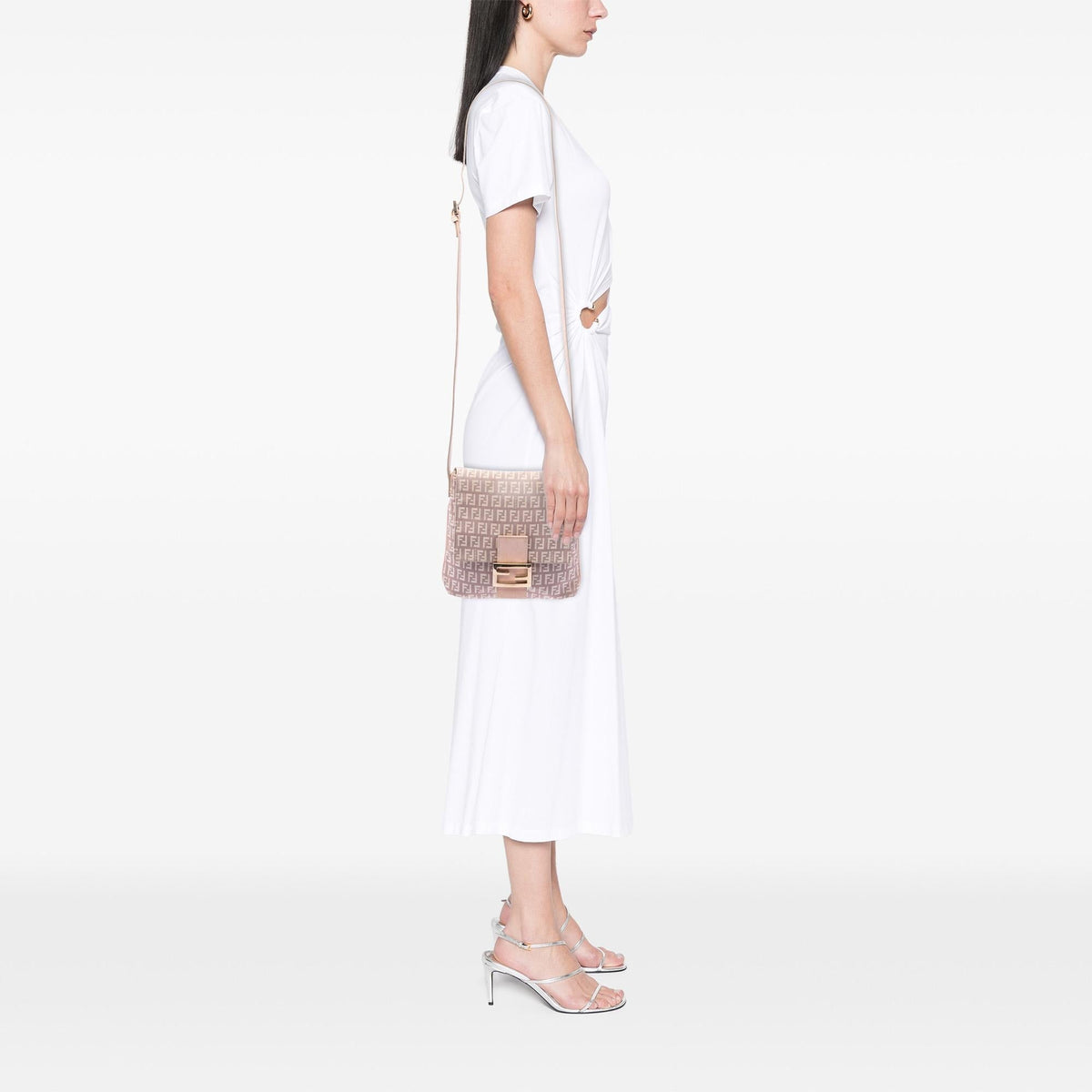 Fendi Zucchino Canvas Crossbody Bag - Pink