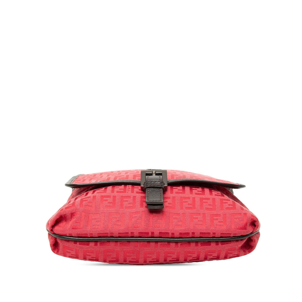 Fendi Zucchino Canvas Crossbody Bag - Black/Red