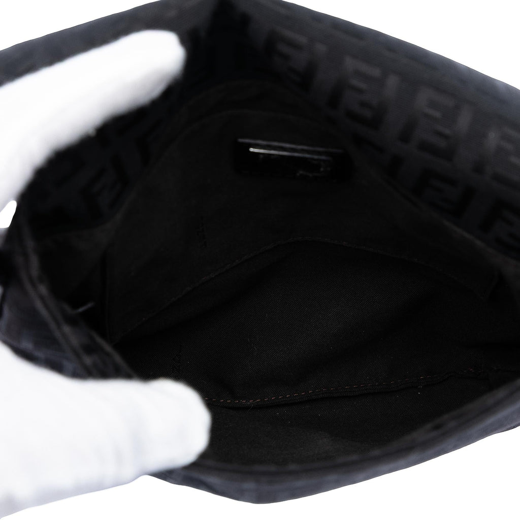 Fendi Zucchino Canvas Crossbody Bag - Black