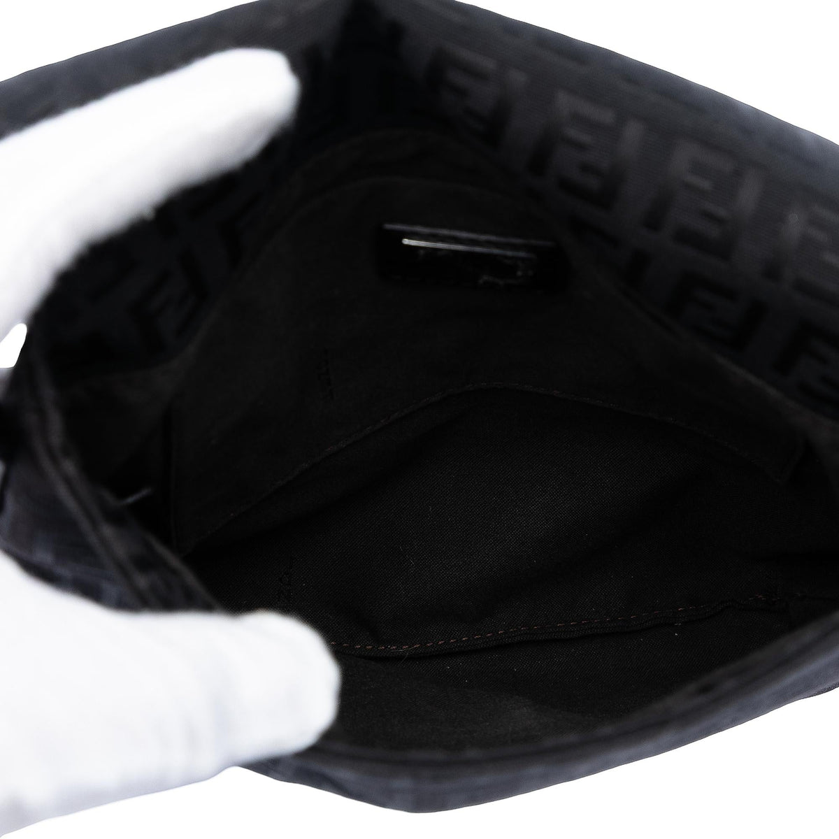 Fendi Zucchino Canvas Crossbody Bag - Black