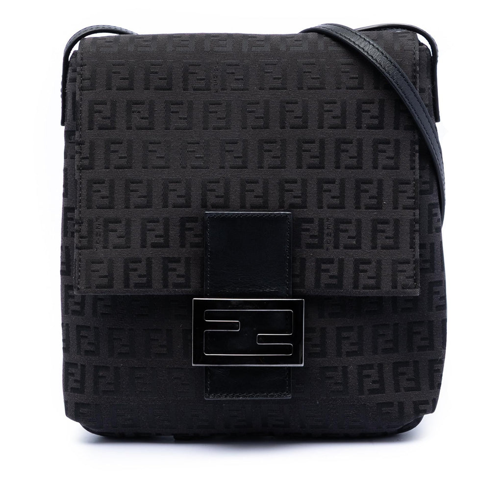 Fendi Zucchino Canvas Crossbody Bag - Black