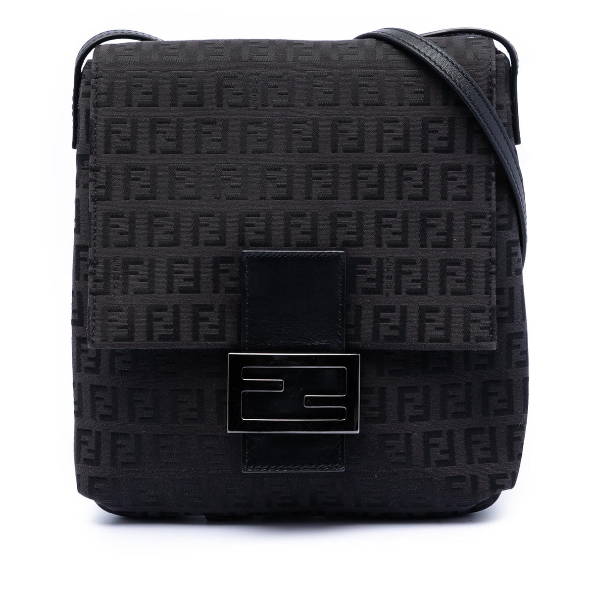 Fendi Zucchino Canvas Crossbody Bag - Black