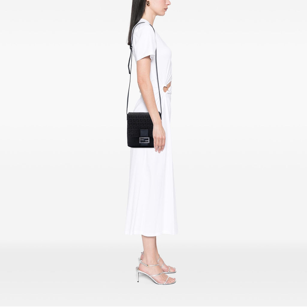 Fendi Zucchino Canvas Crossbody Bag - Black
