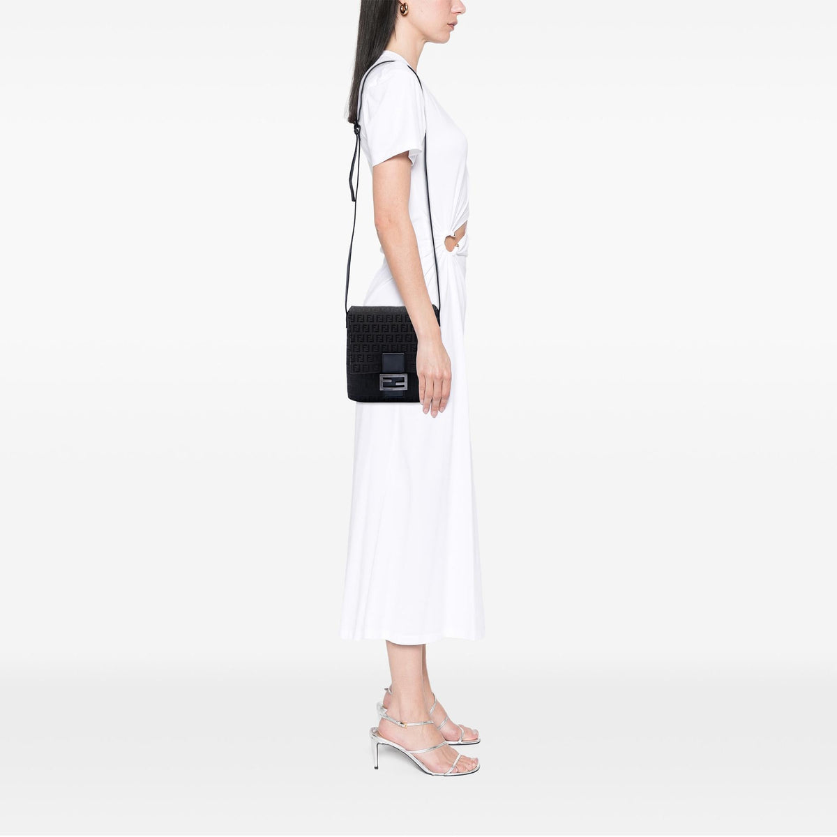 Fendi Zucchino Canvas Crossbody Bag - Black