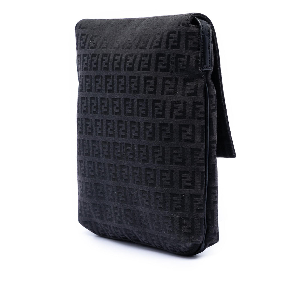 Fendi Zucchino Canvas Crossbody Bag - Black