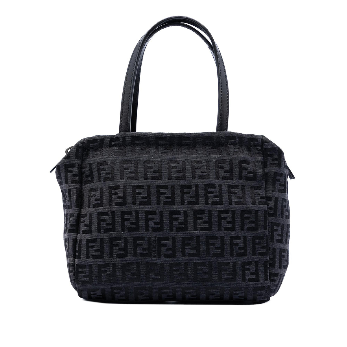 Fendi Zucchino Canvas Handbag Satchel - Black