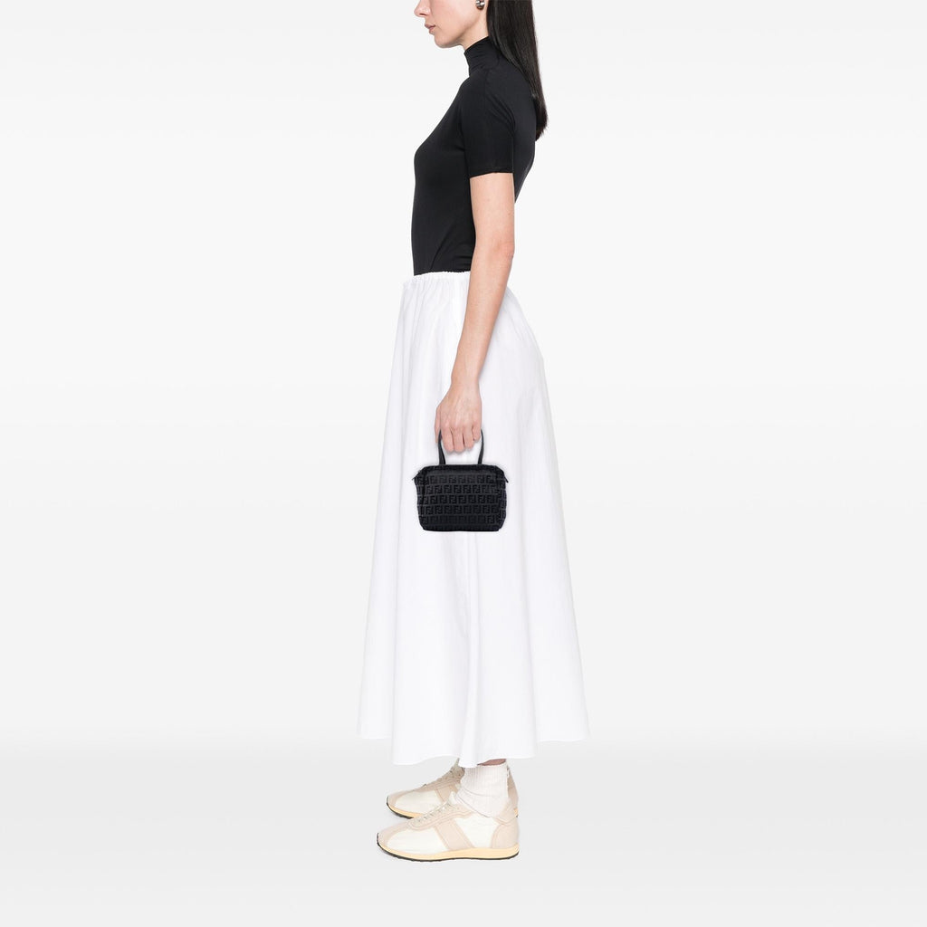 Fendi Zucchino Canvas Handbag Satchel - Black