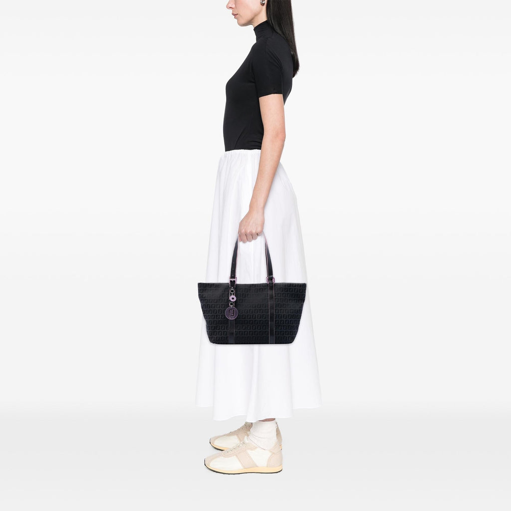 Fendi Zucchino Canvas Superstar Tote Bag - Black