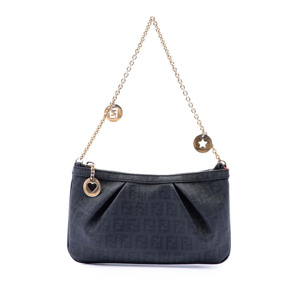 Fendi Zucchino Spalmati Chain Pochette - Black
