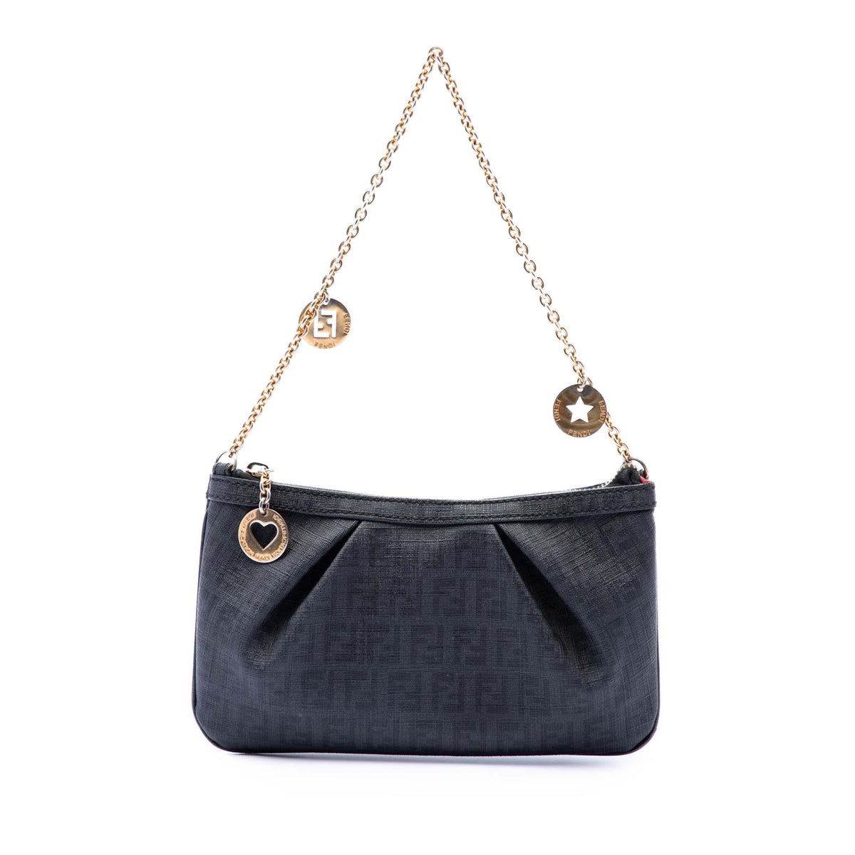 Fendi Zucchino Spalmati Chain Pochette - Black