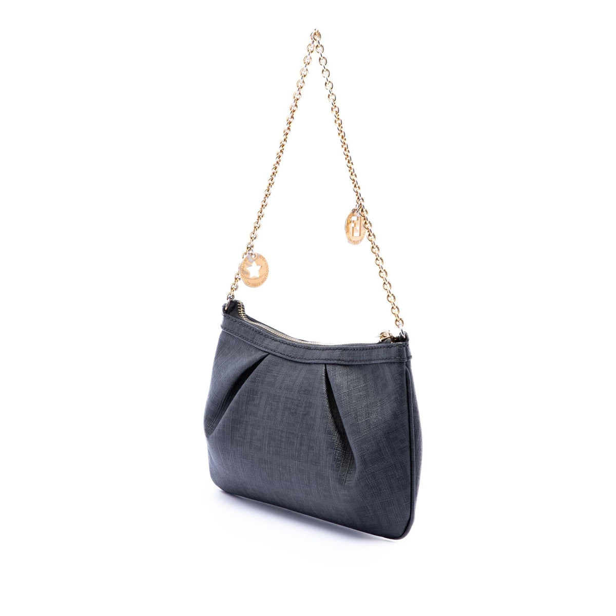 Fendi Zucchino Spalmati Chain Pochette - Black