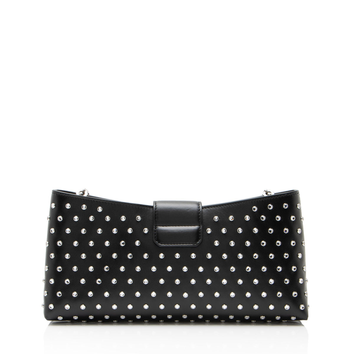 Ferragamo Leather Crystal Trifolio Chain Shoulder Bag - Black