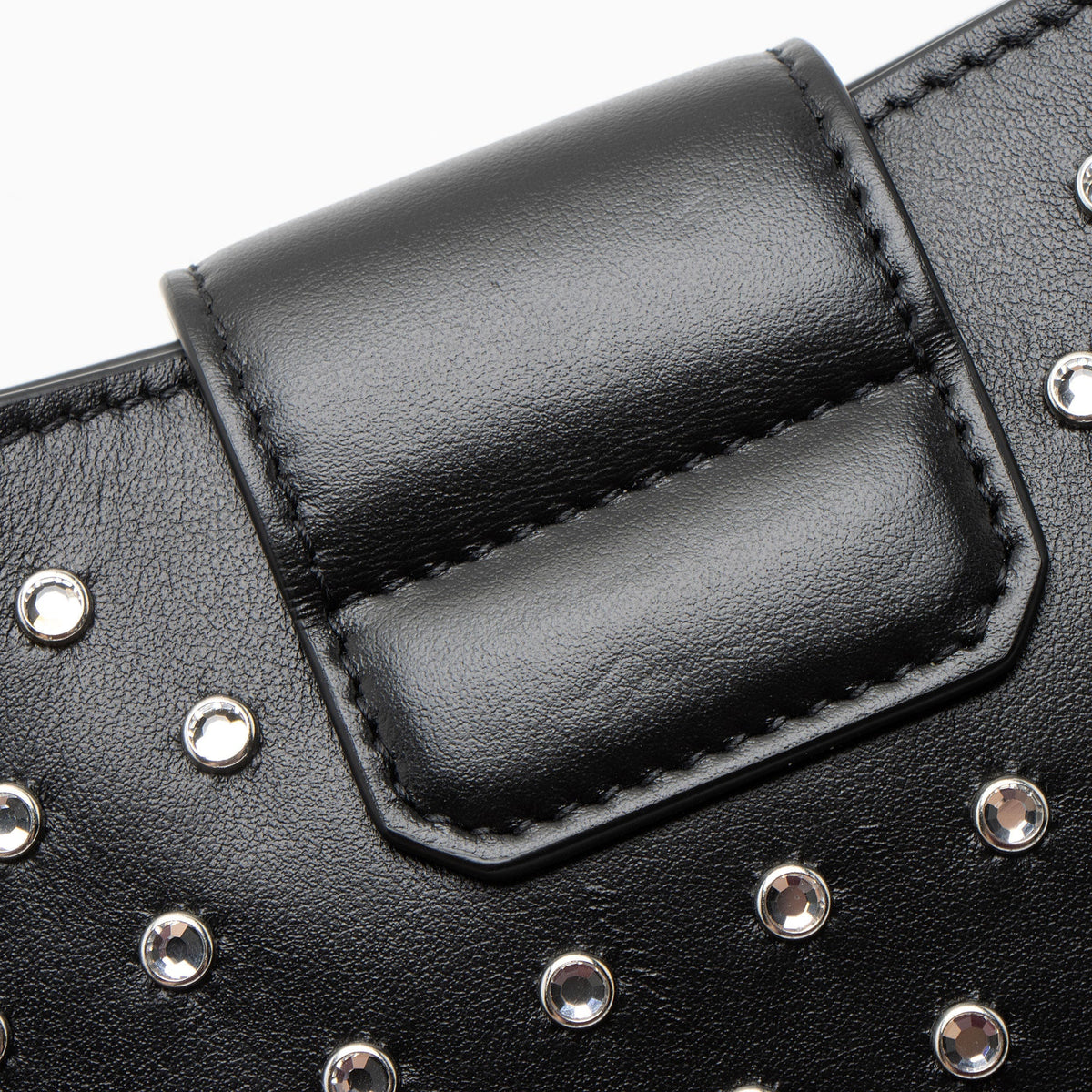 Ferragamo Leather Crystal Trifolio Chain Shoulder Bag - Black