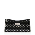 Ferragamo Leather Crystal Trifolio Chain Shoulder Bag - Black