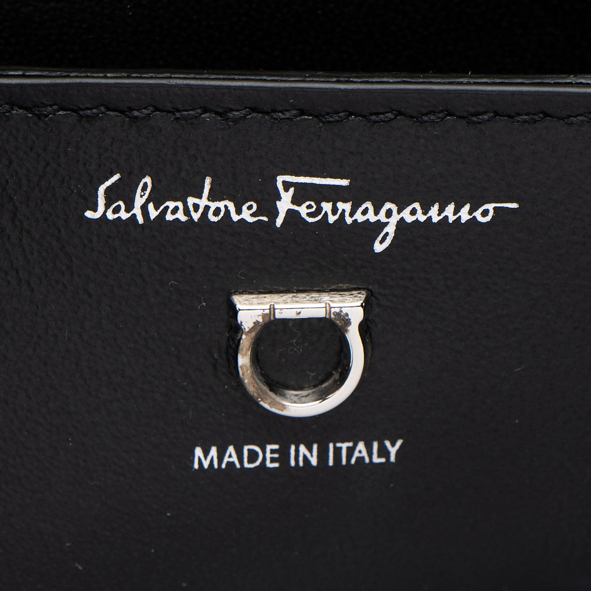 Ferragamo Leather Crystal Trifolio Chain Shoulder Bag - Black