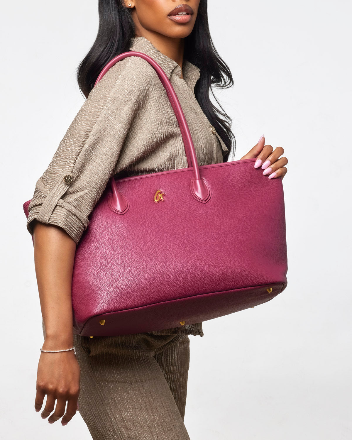 PEBBLE TOTE BAG - BURGUNDY