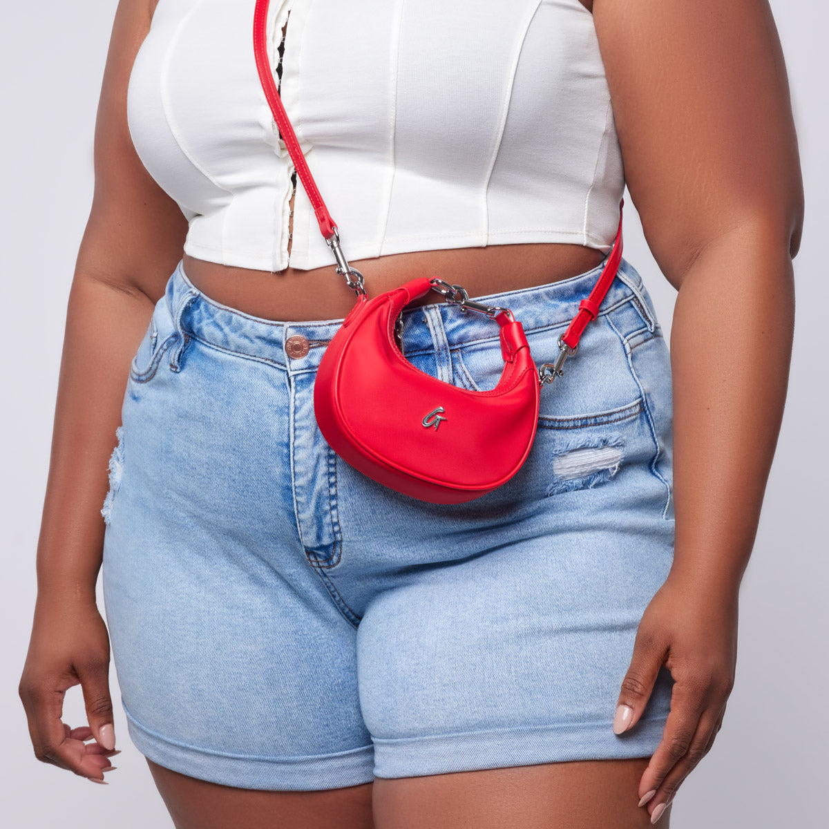 NANO NYLON HOBO BAG - RED