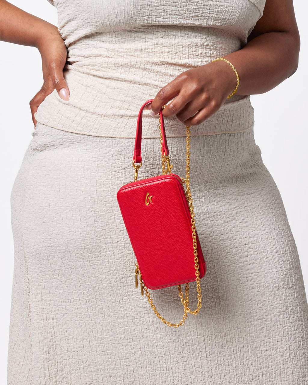 PEBBLE PHONE CROSSBODY - RED