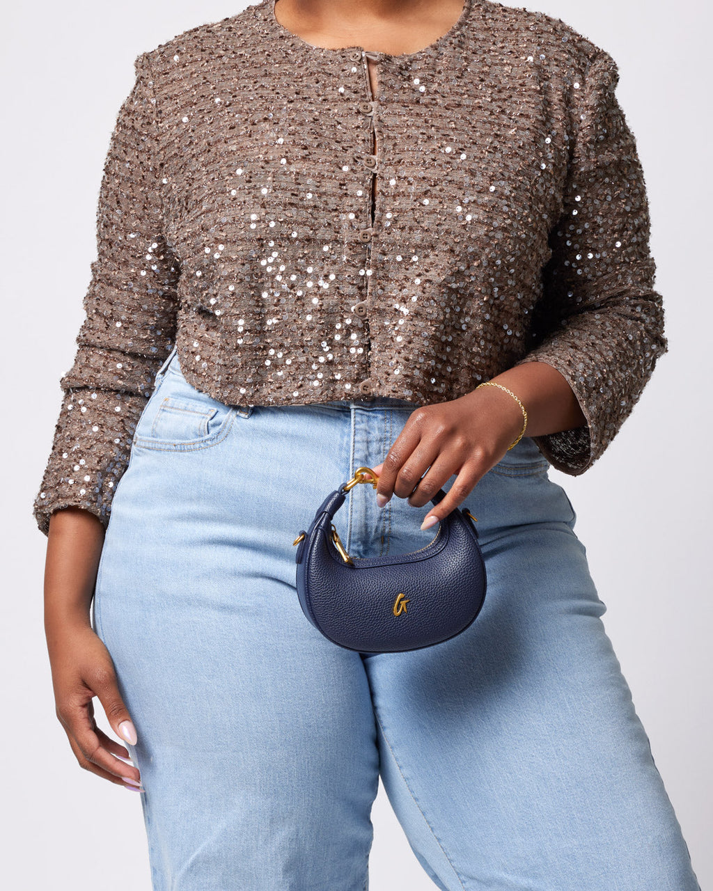NANO PEBBLE HOBO BAG - NAVY