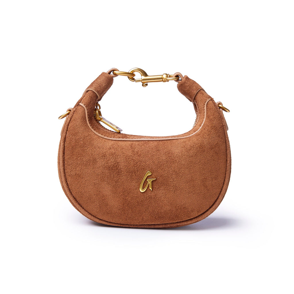 NANO SUEDE HOBO BAG - BROWN