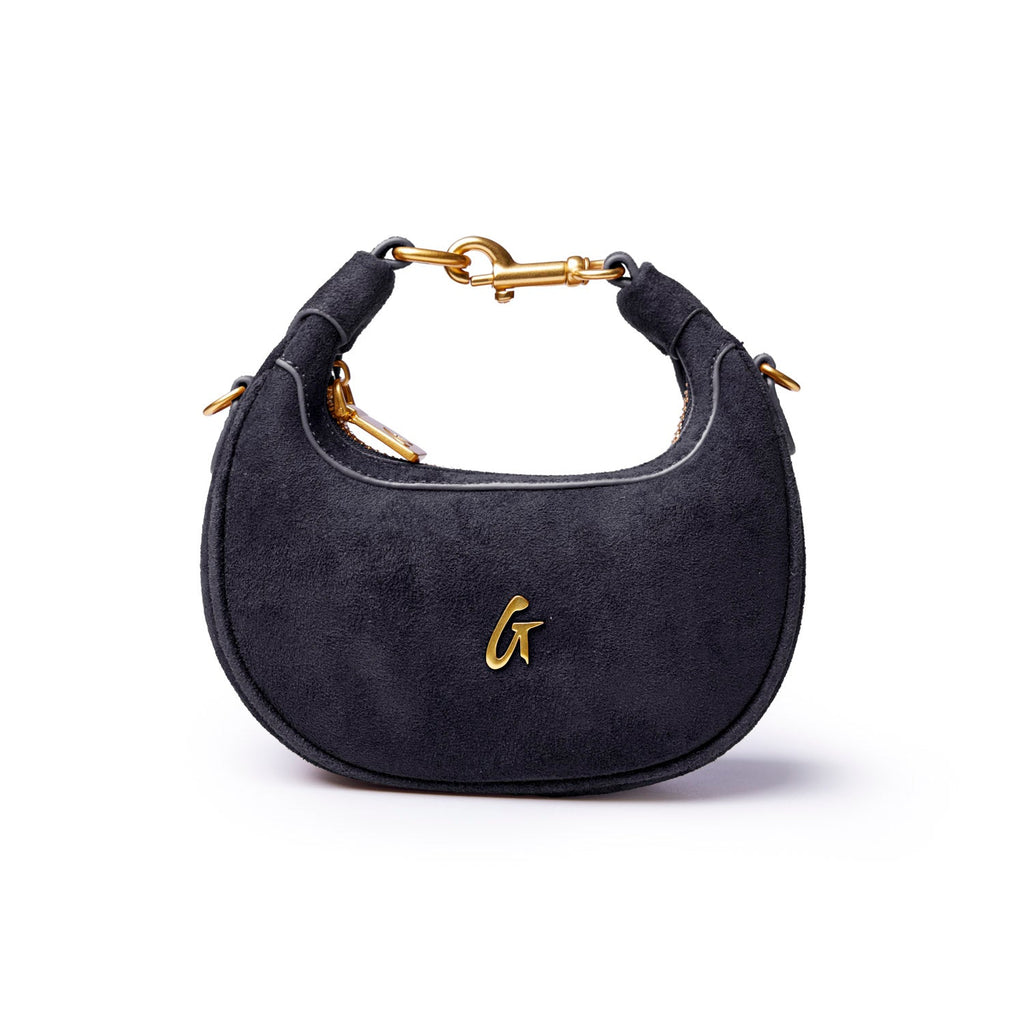 NANO SUEDE HOBO BAG - BLACK