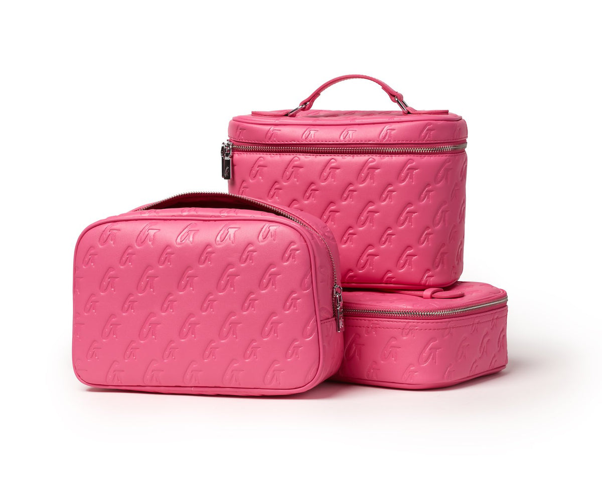 MONOGRAM TOILETRY SET - HOT PINK