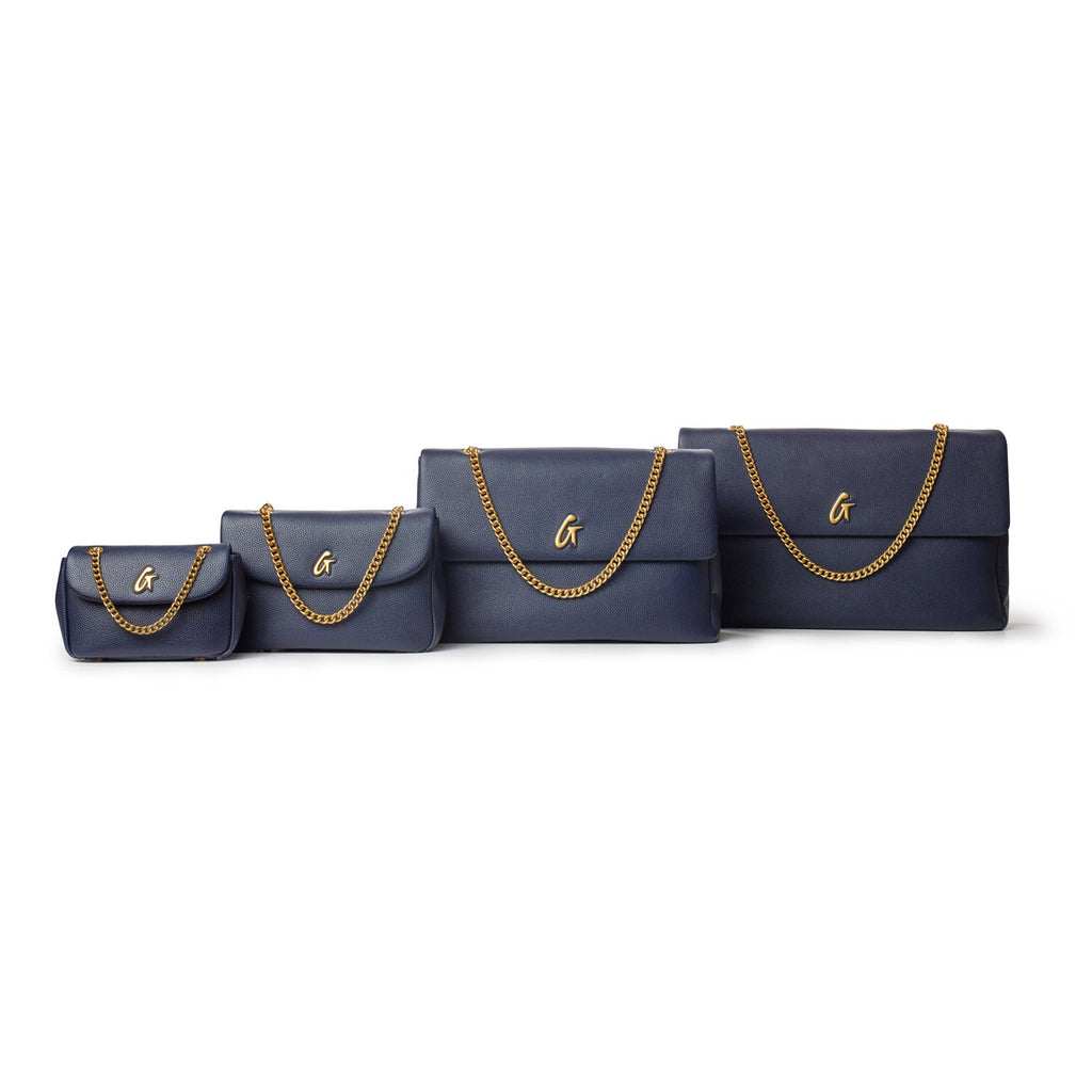 XL PEBBLE FLAP BAG - NAVY