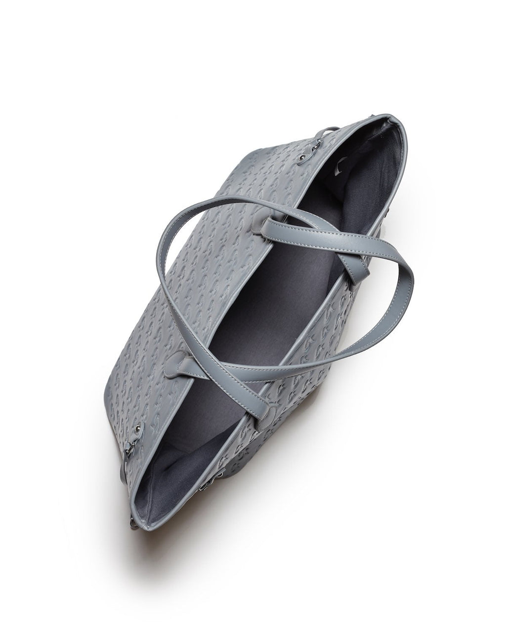 NO WRISTLET MONOGRAM GLAM TOTE - GRAY