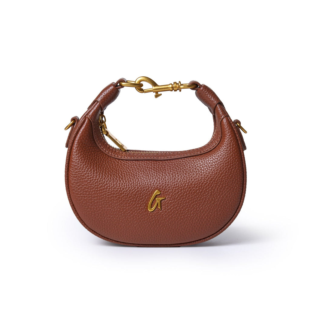 NANO PEBBLE HOBO BAG - BROWN