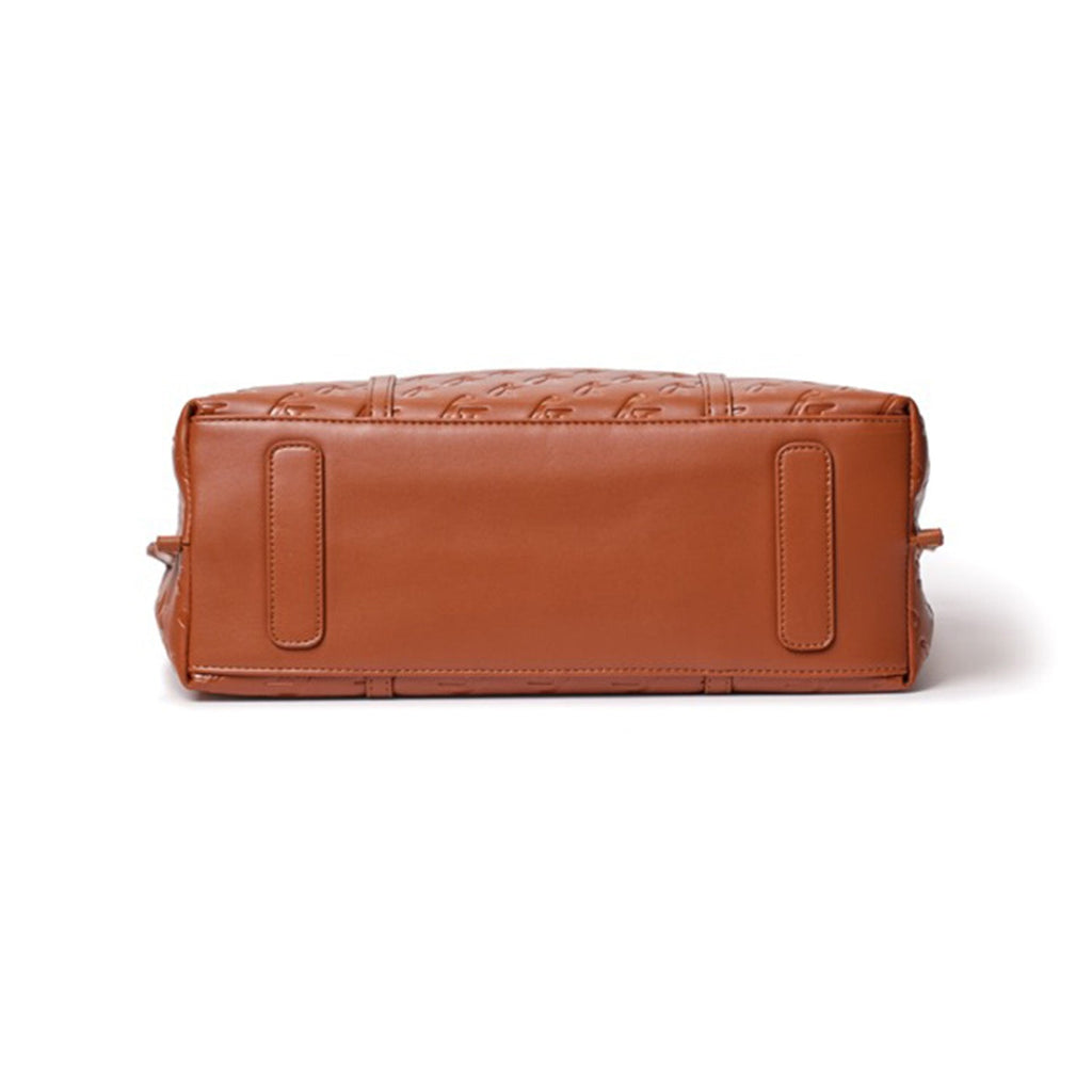 XL MONOGRAM SLEEK TOTE - BROWN