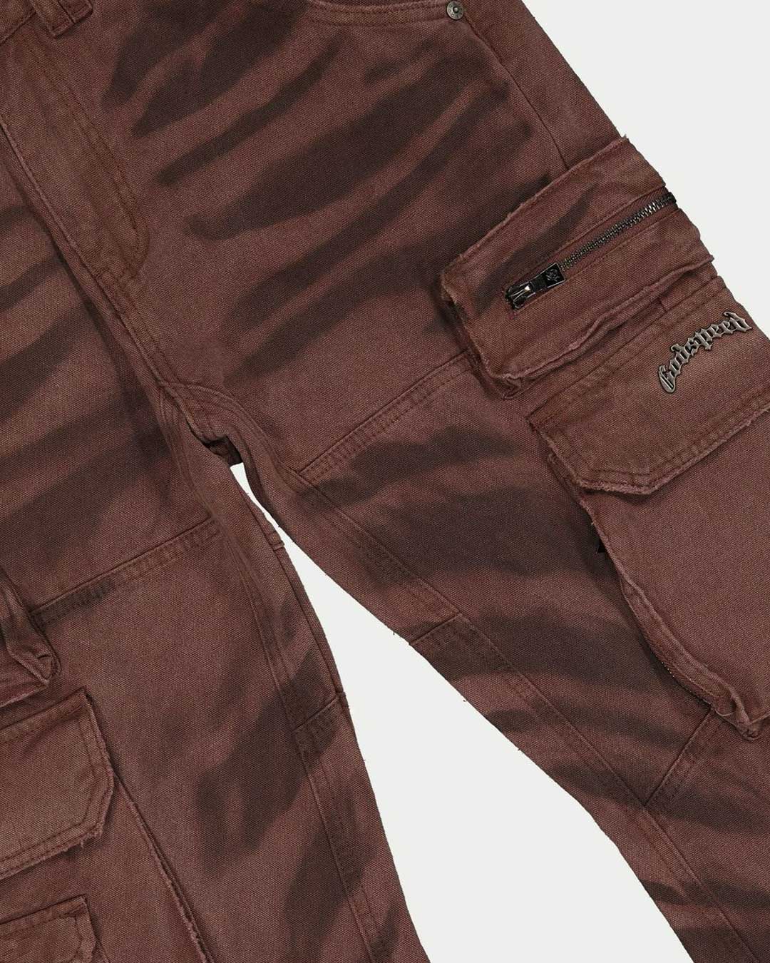 Godspeed Skidrow Flared Cargo Denim Pants Clay