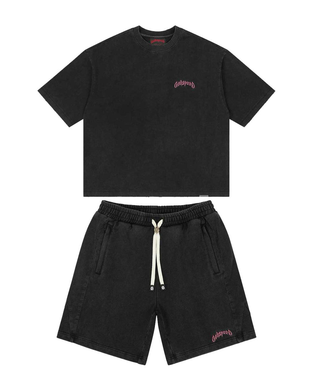 Godspeed Vital Short Set Black Wash Pink Logo