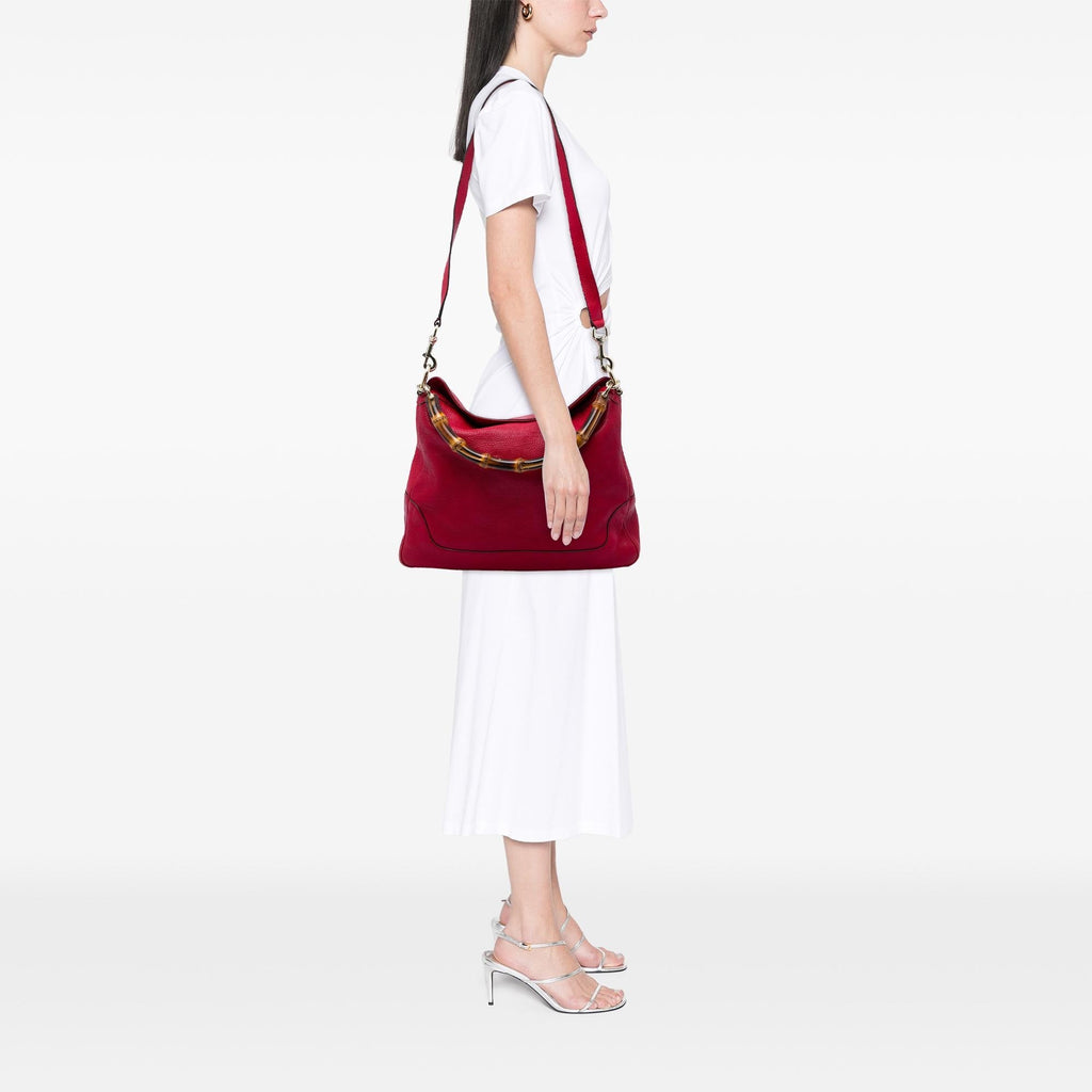 Gucci Calfskin Bamboo Diana Satchel - Red