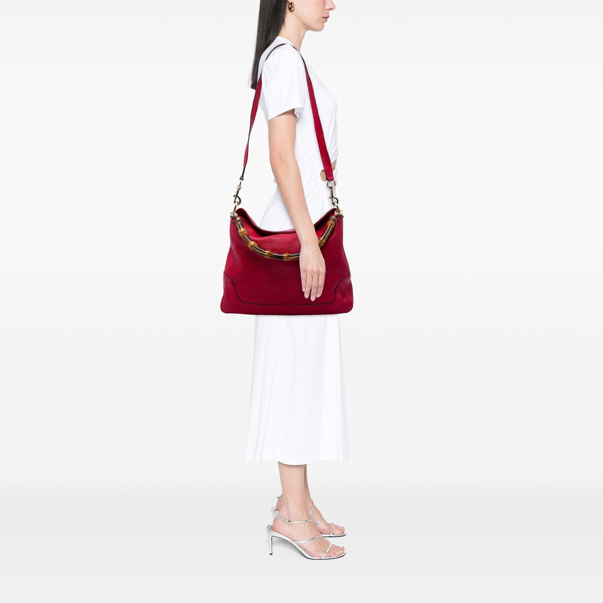 Gucci Calfskin Bamboo Diana Satchel - Red
