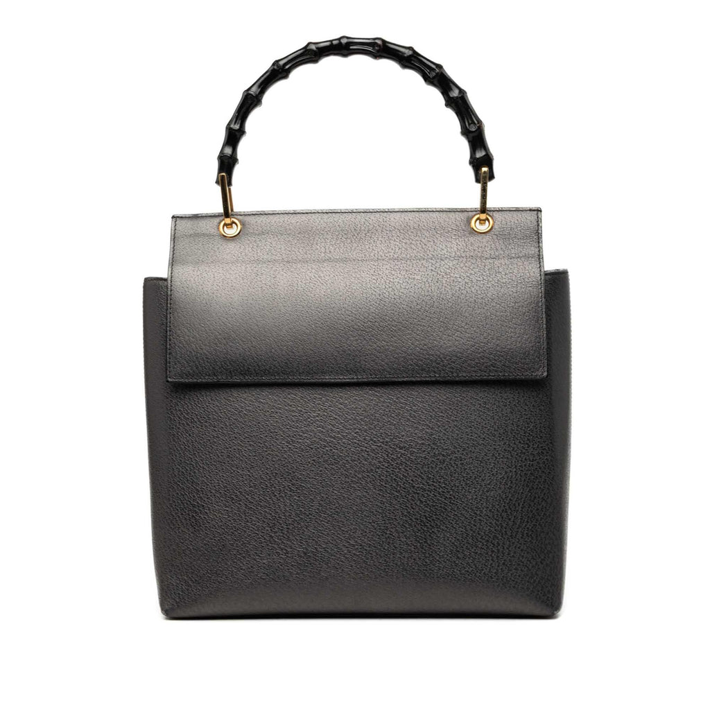 Gucci Calfskin Bamboo Flap Top Handle Bag - Grey