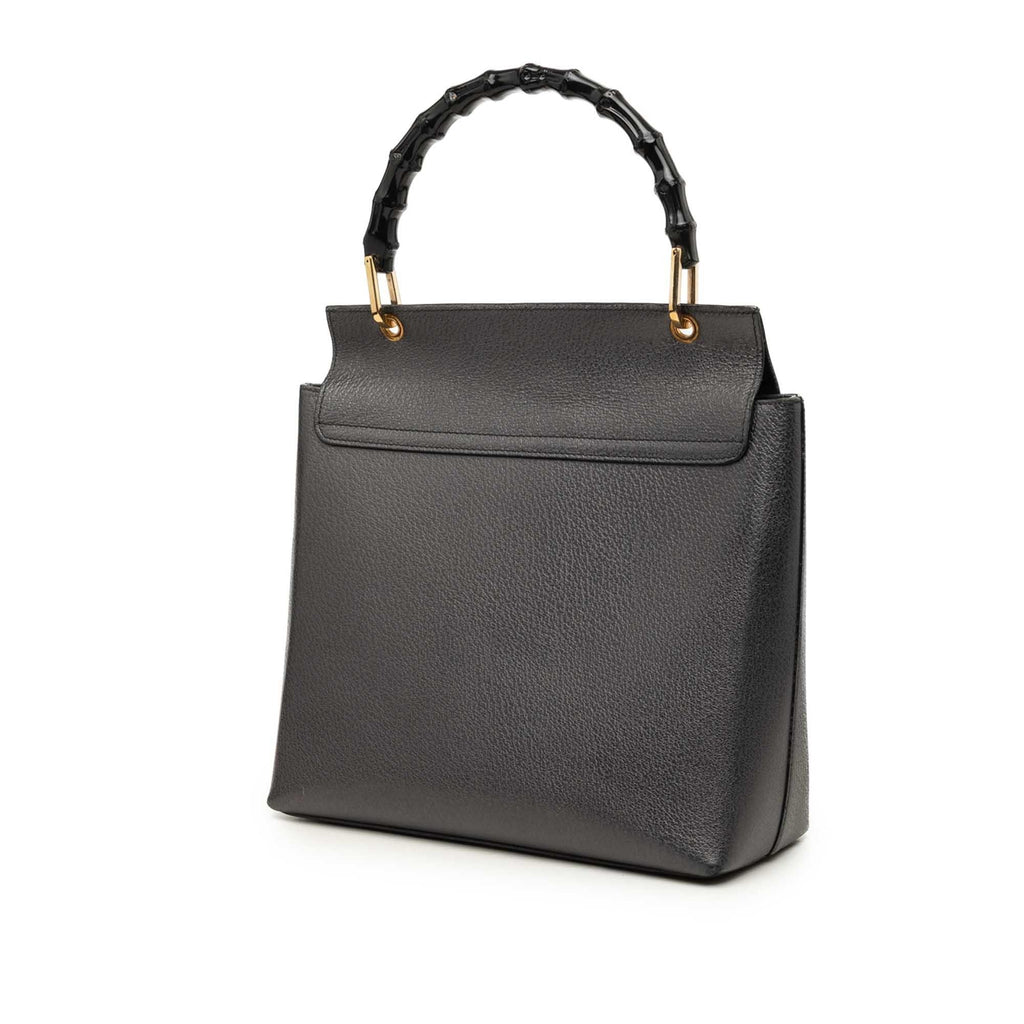 Gucci Calfskin Bamboo Flap Top Handle Bag - Grey