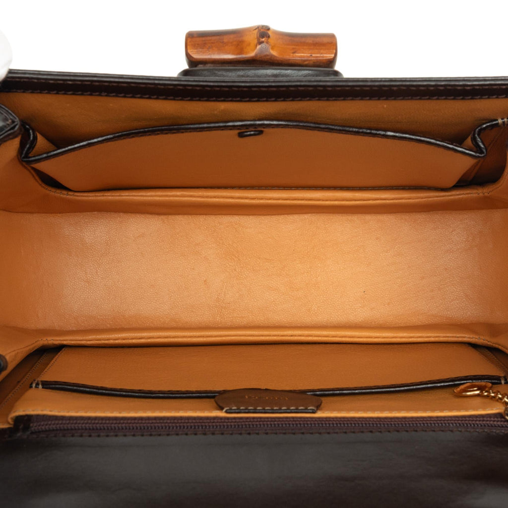 Gucci Calfskin Bamboo Night Satchel - Black
