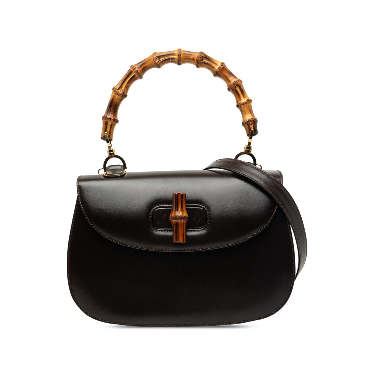 Gucci Calfskin Bamboo Night Satchel - Black