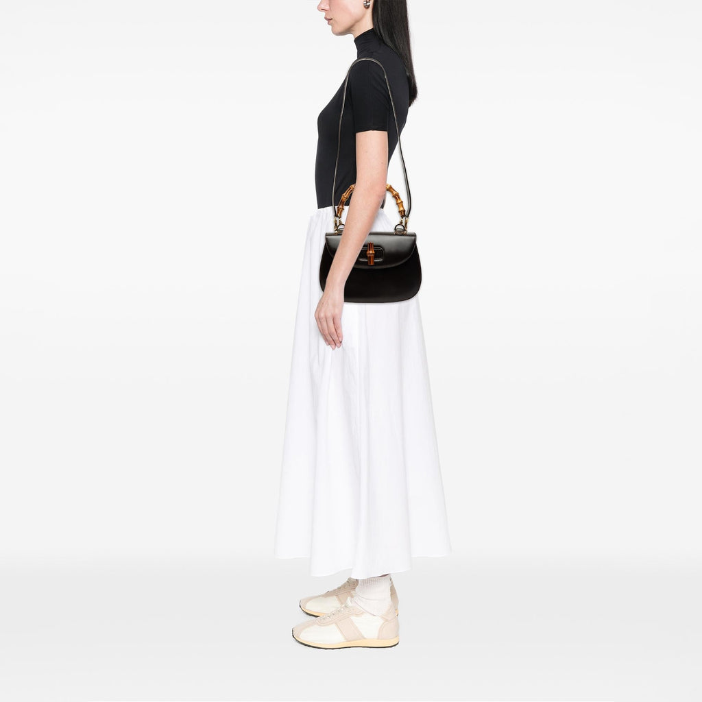 Gucci Calfskin Bamboo Night Satchel - Black
