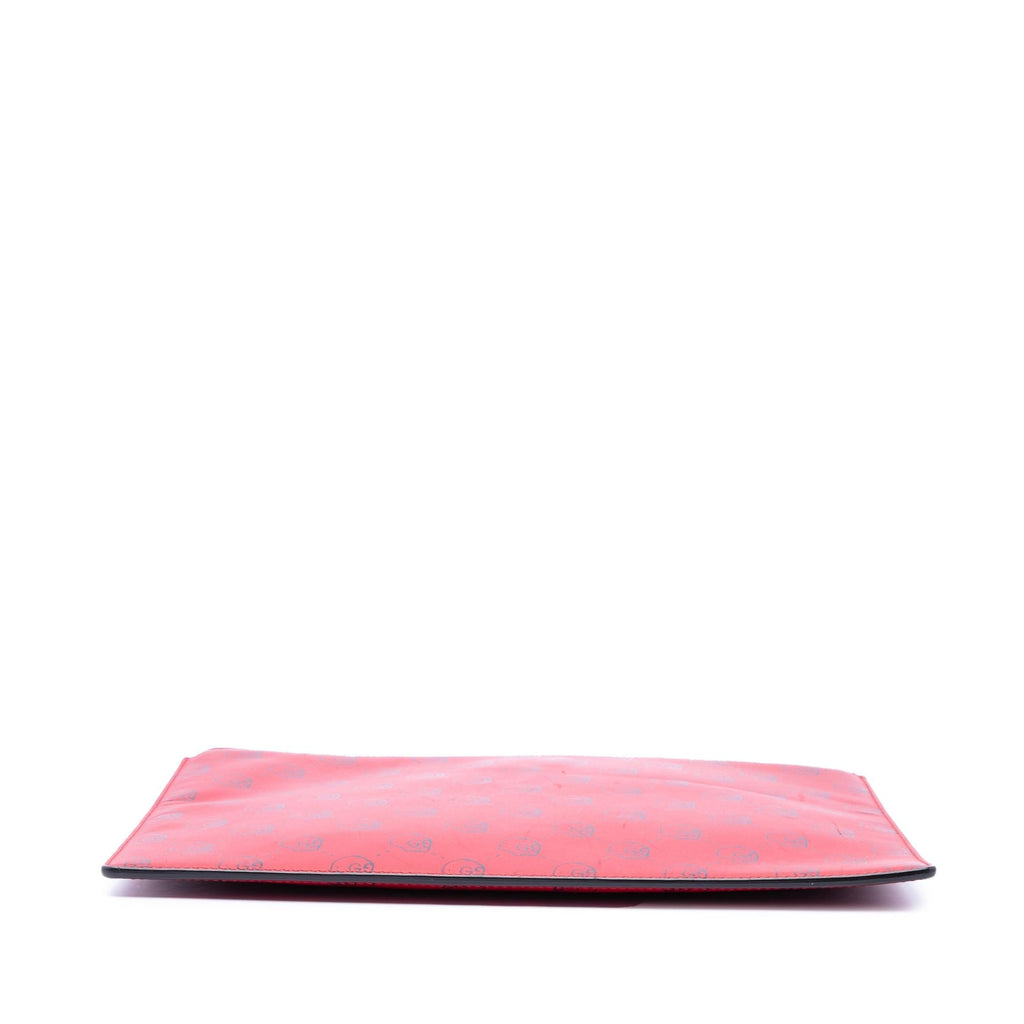 Gucci Calfskin Ghost Hamlet Skull Zip Pouch Clutch - Red