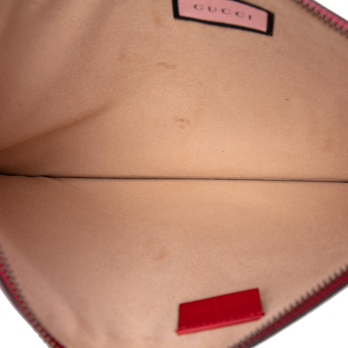 Gucci Calfskin Ghost Hamlet Skull Zip Pouch Clutch - Red