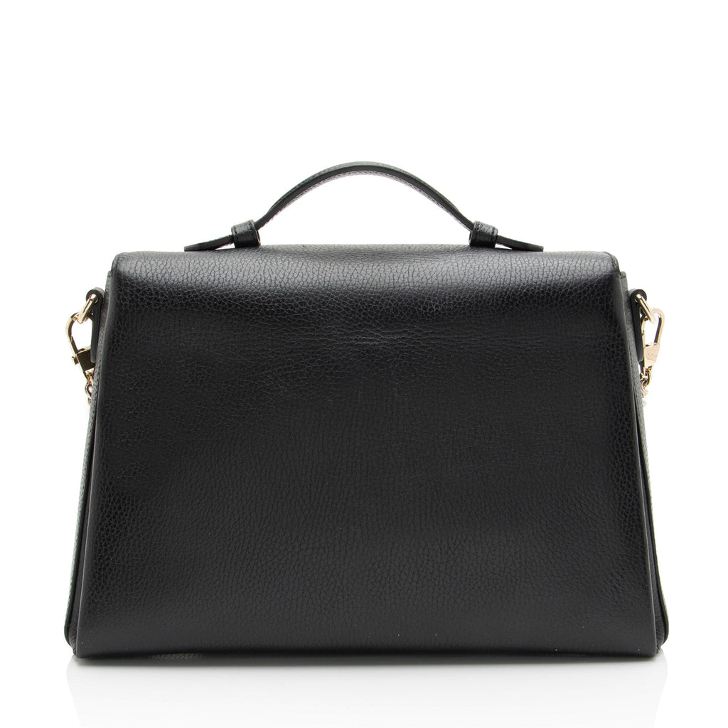 Gucci Calfskin Interlocking G Top Handle Medium Shoulder Bag - Black