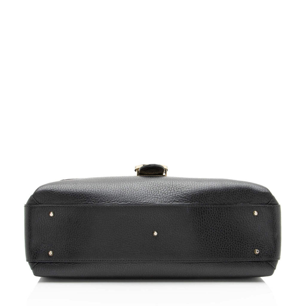Gucci Calfskin Interlocking G Top Handle Medium Shoulder Bag - Black