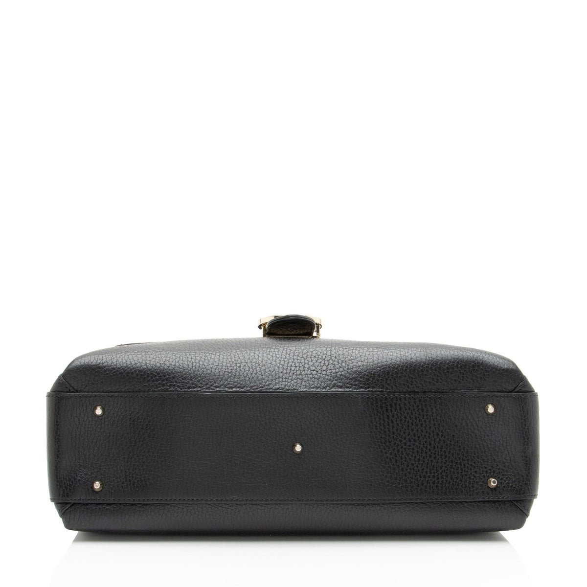 Gucci Calfskin Interlocking G Top Handle Medium Shoulder Bag - Black