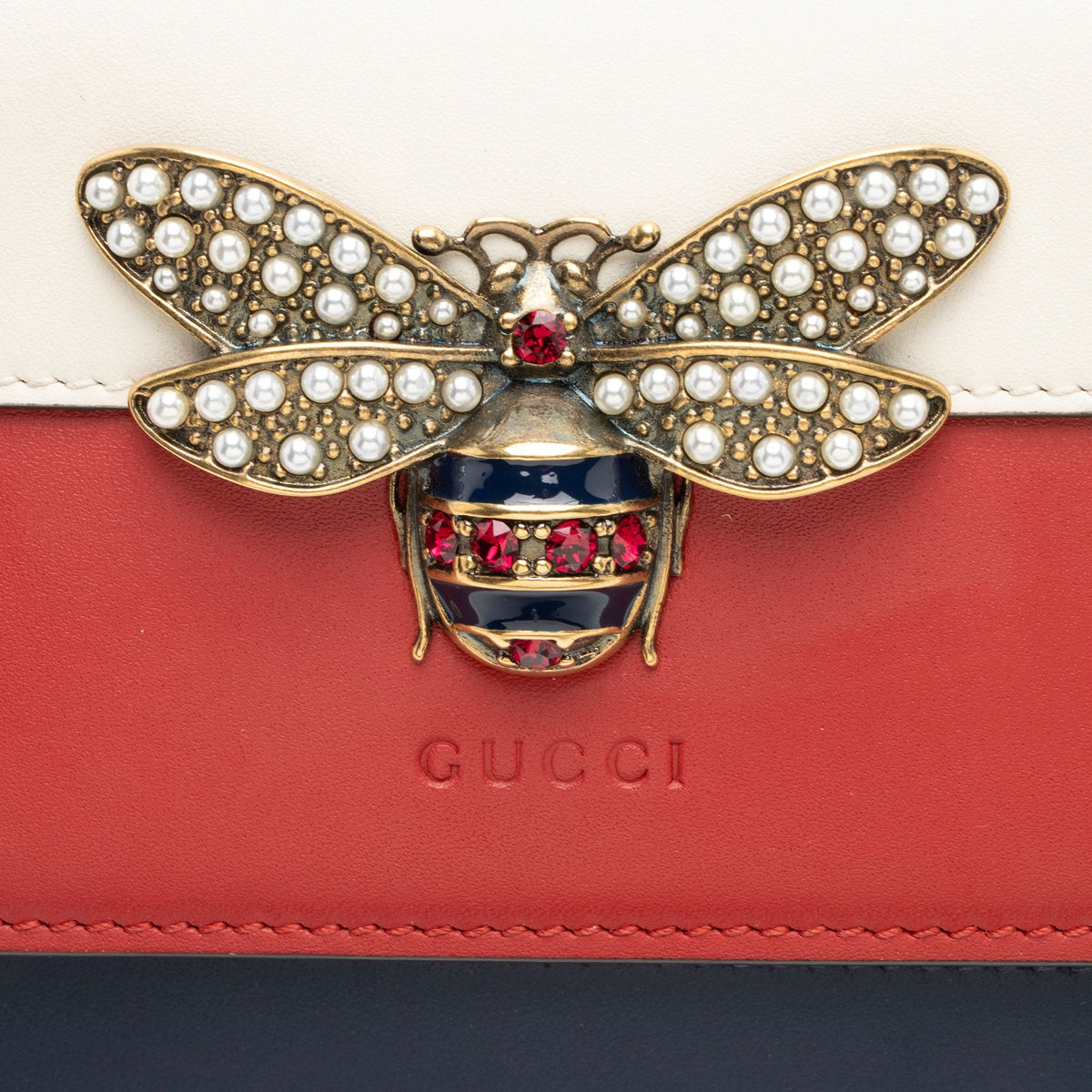 Gucci Calfskin Queen Margaret Wallet on Chain - Blue/Red/White