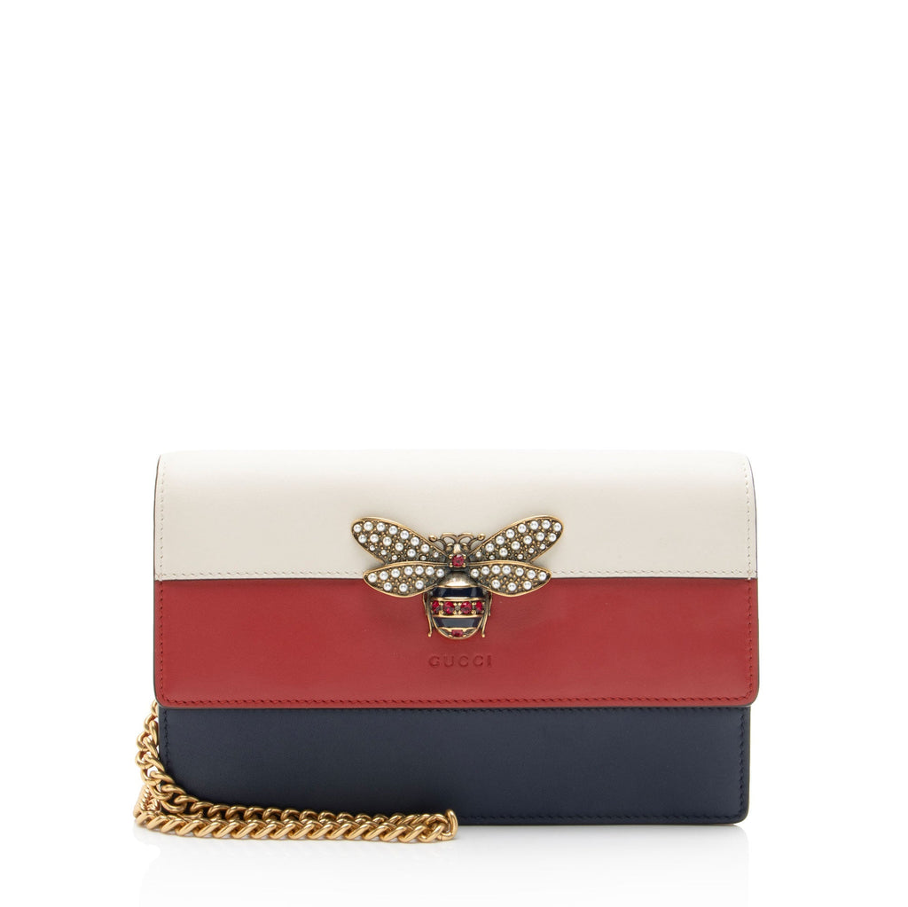 Gucci Calfskin Queen Margaret Wallet on Chain - Blue/Red/White