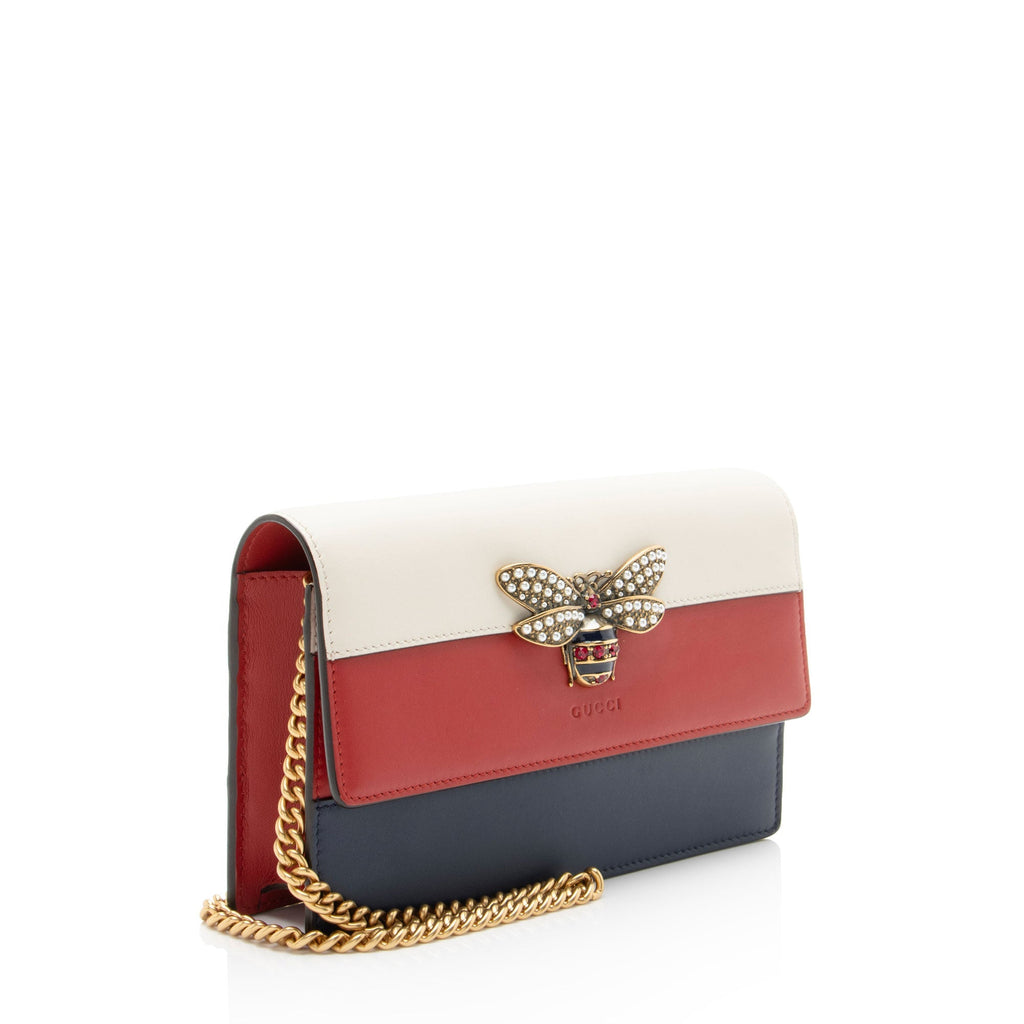 Gucci Calfskin Queen Margaret Wallet on Chain - Blue/Red/White